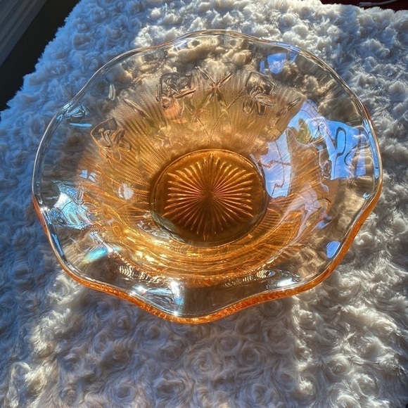 1950’s~MARIGOLD IRIS & HERRINGBONE PATTERN~JEANETTE GLASS CO.~SERVING BOWL~G13 - Picture 3 of 5